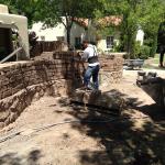 Adobe courtyard wall in progress